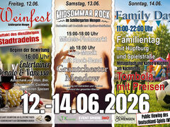 Weinfest, Auftakt Stadtradeln, Mädels-Flohmarkt, Midesommar-Rock, Family-Day, Public Viewing