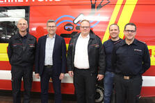 Taucherchef Holger Mayer, Bürgermeister Bubeck, Martin Fischer, Florian Pfau und Frank Seeger